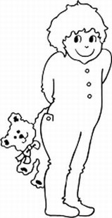Boy in Pajamas with Teddy Bear
